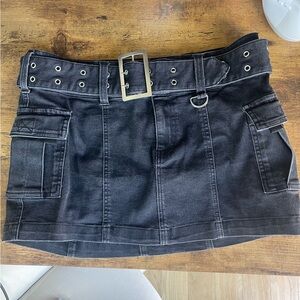 Urban Outfitters Jean Black Mini Skirt with Belt